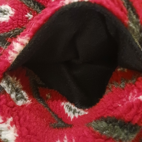 Tsunami Aztec Red Gray Black Thick Sherpa 1/2 Zip - Picture 9 of 13